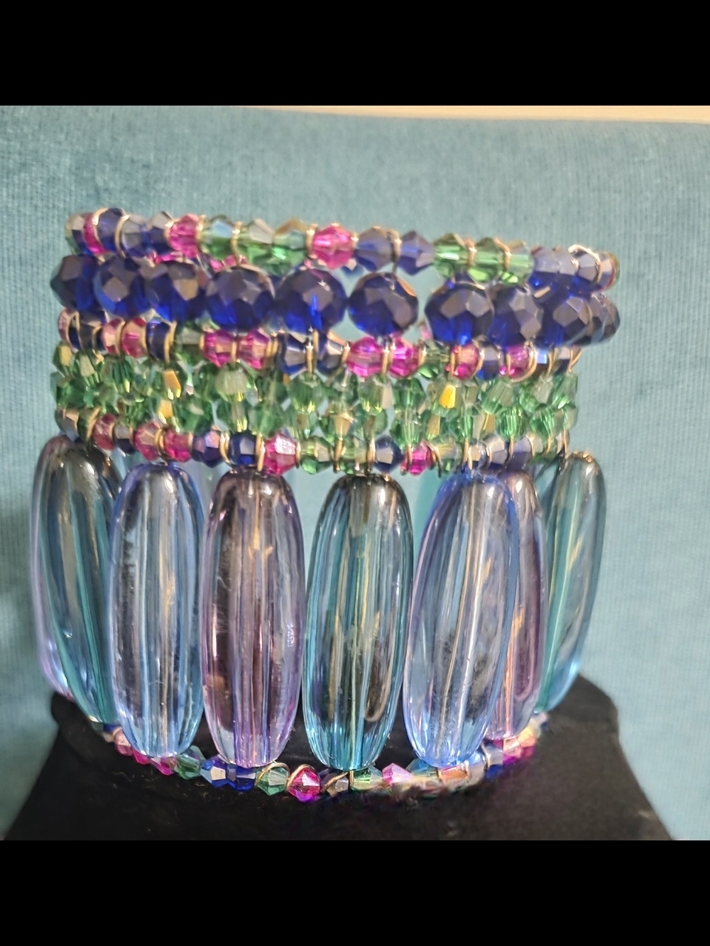 Sassy Jones Multicolor Crystal Statement Necklace And Bracelet Set. - Picture 2 of 3